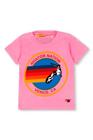 KID'S AVIATOR NATION TEE - NEON PINK