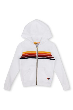 KID'S 5 STRIPE HOODIE - WHITE