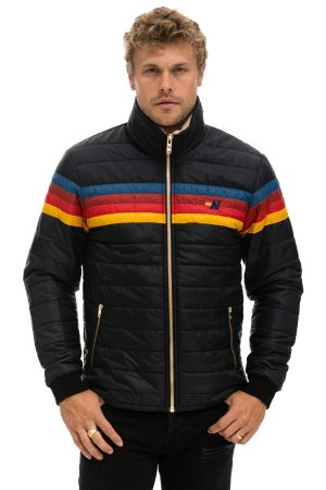 4 STRIPE RAINBOW SLEEVE JACKET - BLACK