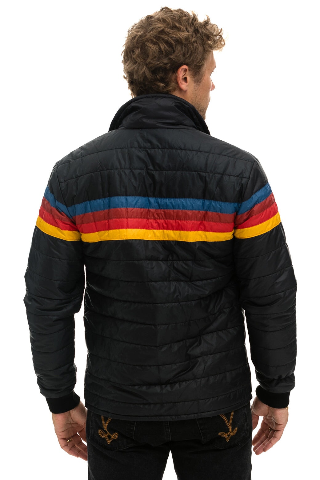 4 STRIPE RAINBOW SLEEVE JACKET - BLACK - Image 3