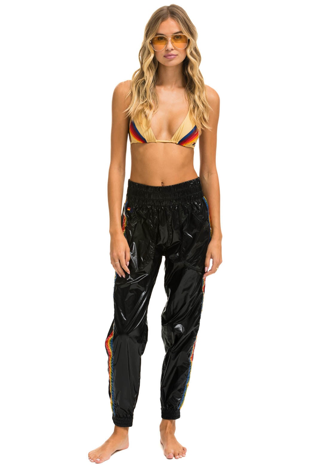 5 STRIPE HI RISE WIND PANT - BLACK - Image 2