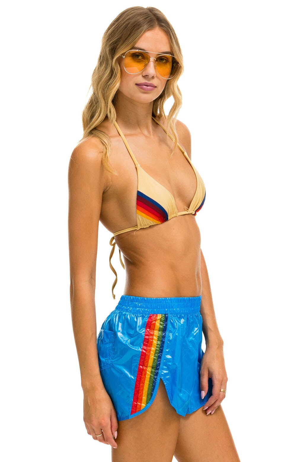 5 STRIPE NYLON JOGGER SHORT - BLUE CINA - Image 4