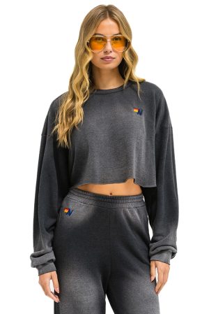 ESSENTIAL CROPPED CREW SWEATSHIRT RELAXED - FADED SMOKE