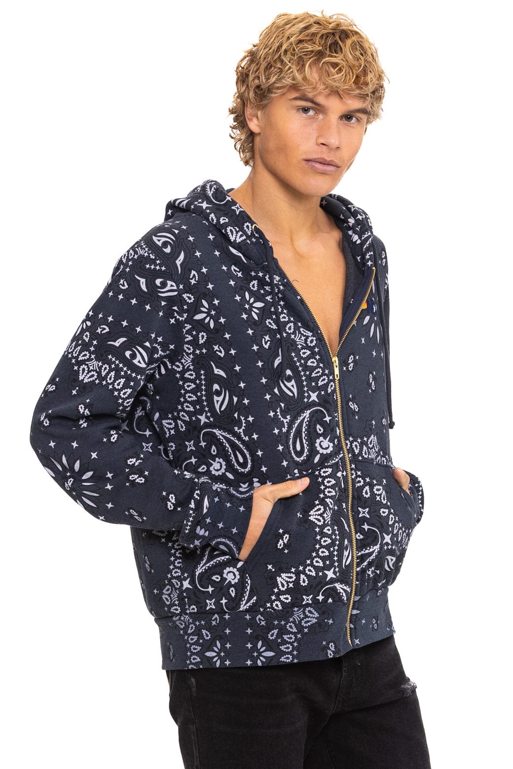 BANDANA ZIP HOODIE - CHARCOAL - Image 6