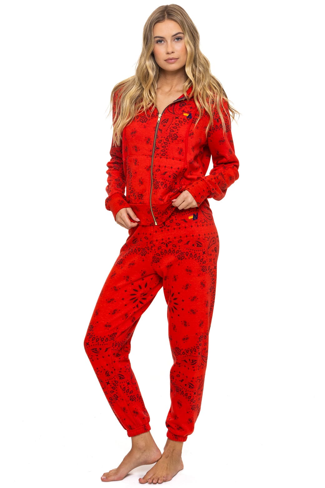 BANDANA ZIP HOODIE - RED - Image 12