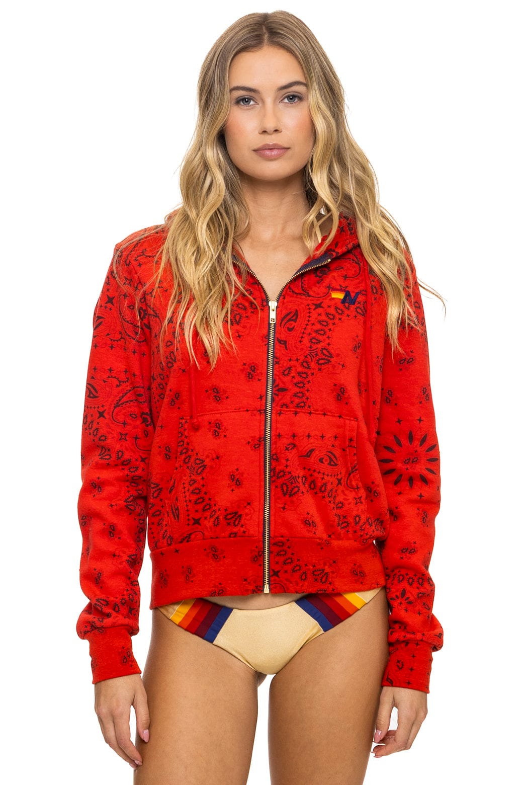 BANDANA ZIP HOODIE - RED - Image 5