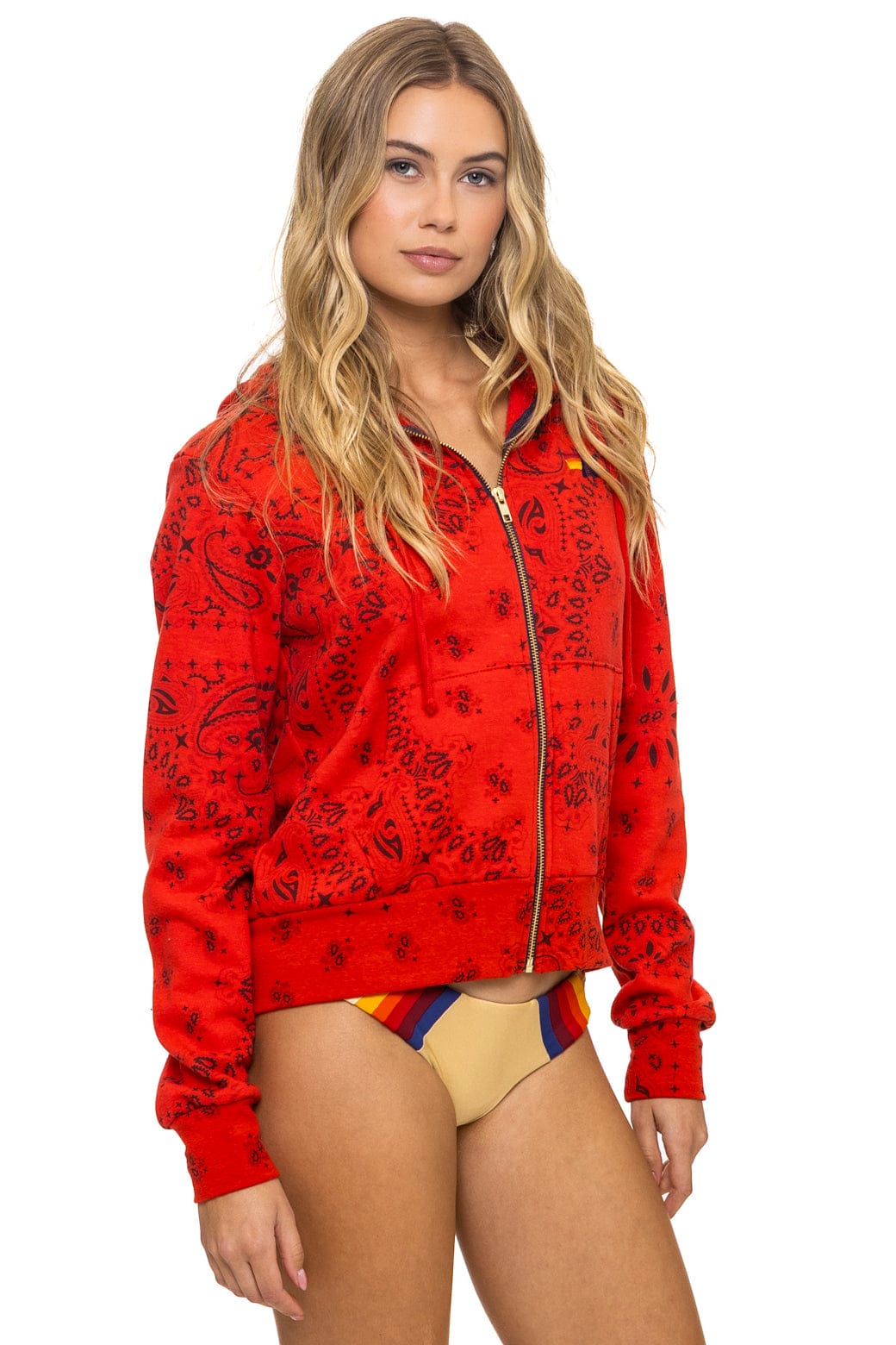 BANDANA ZIP HOODIE - RED - Image 7