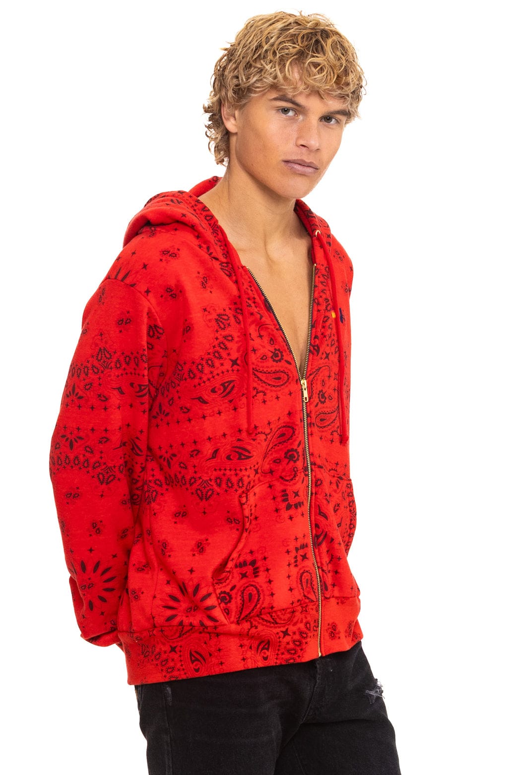 BANDANA ZIP HOODIE - RED - Image 8