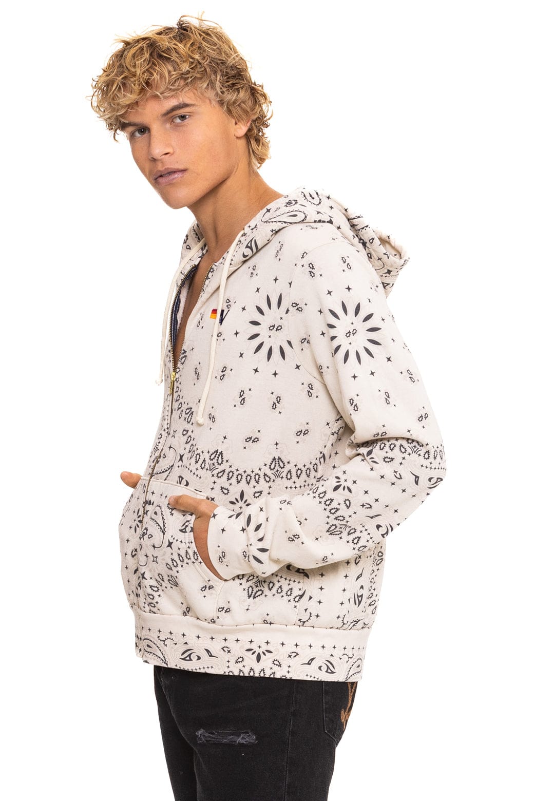BANDANA ZIP HOODIE - VINTAGE WHITE - Image 4