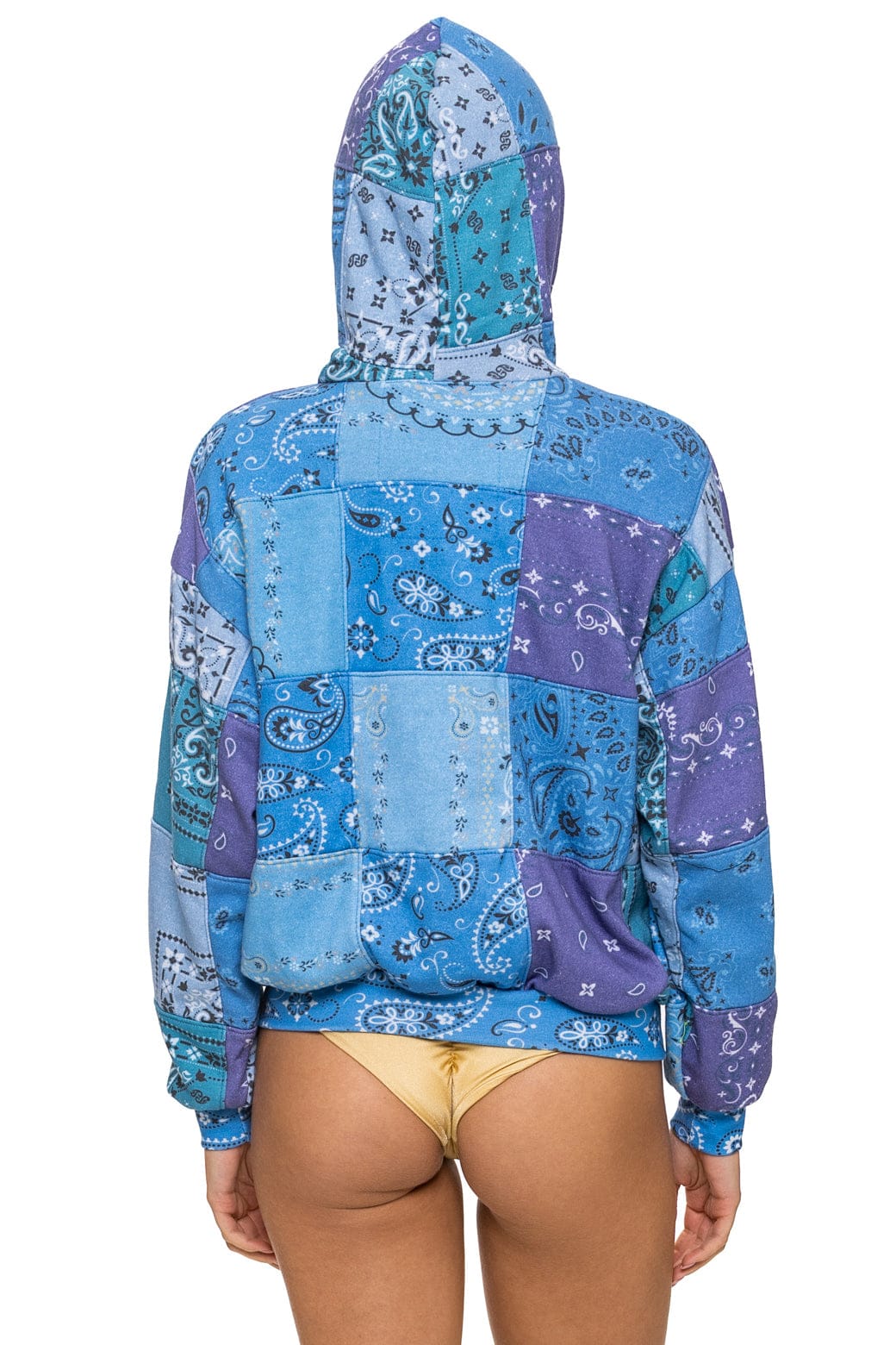 BANDANA QUILTED RELAXED ZIP HOODIE - BLUE - Image 11