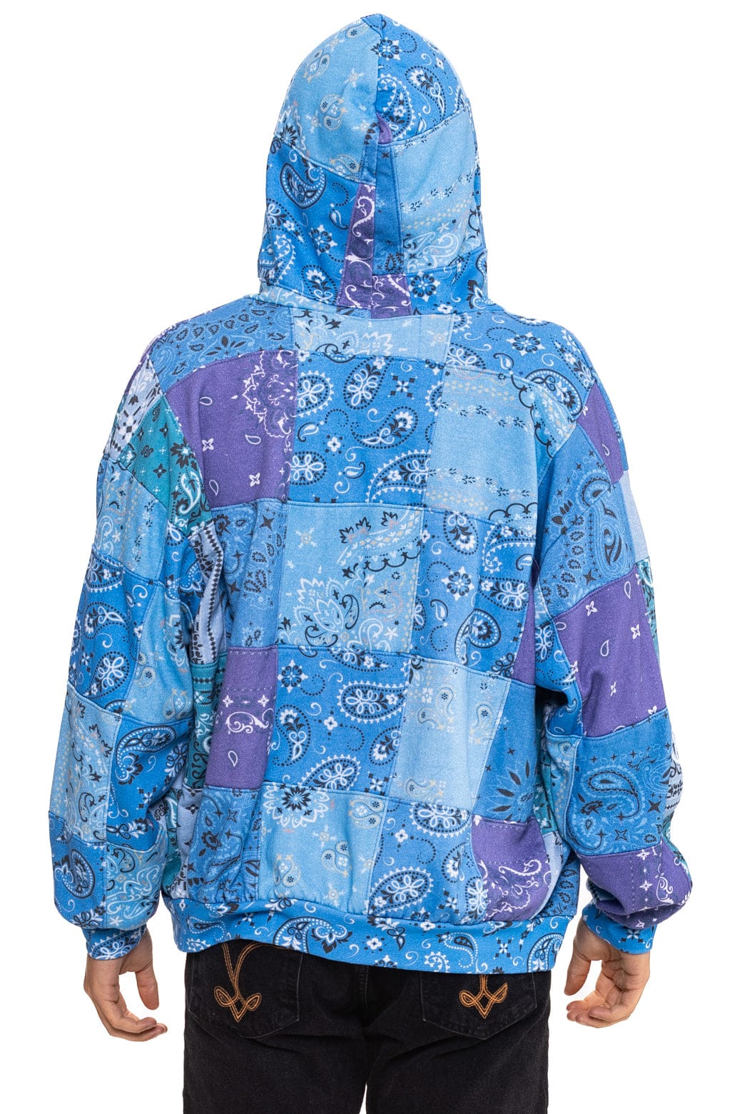 BANDANA QUILTED RELAXED ZIP HOODIE - BLUE - Image 10