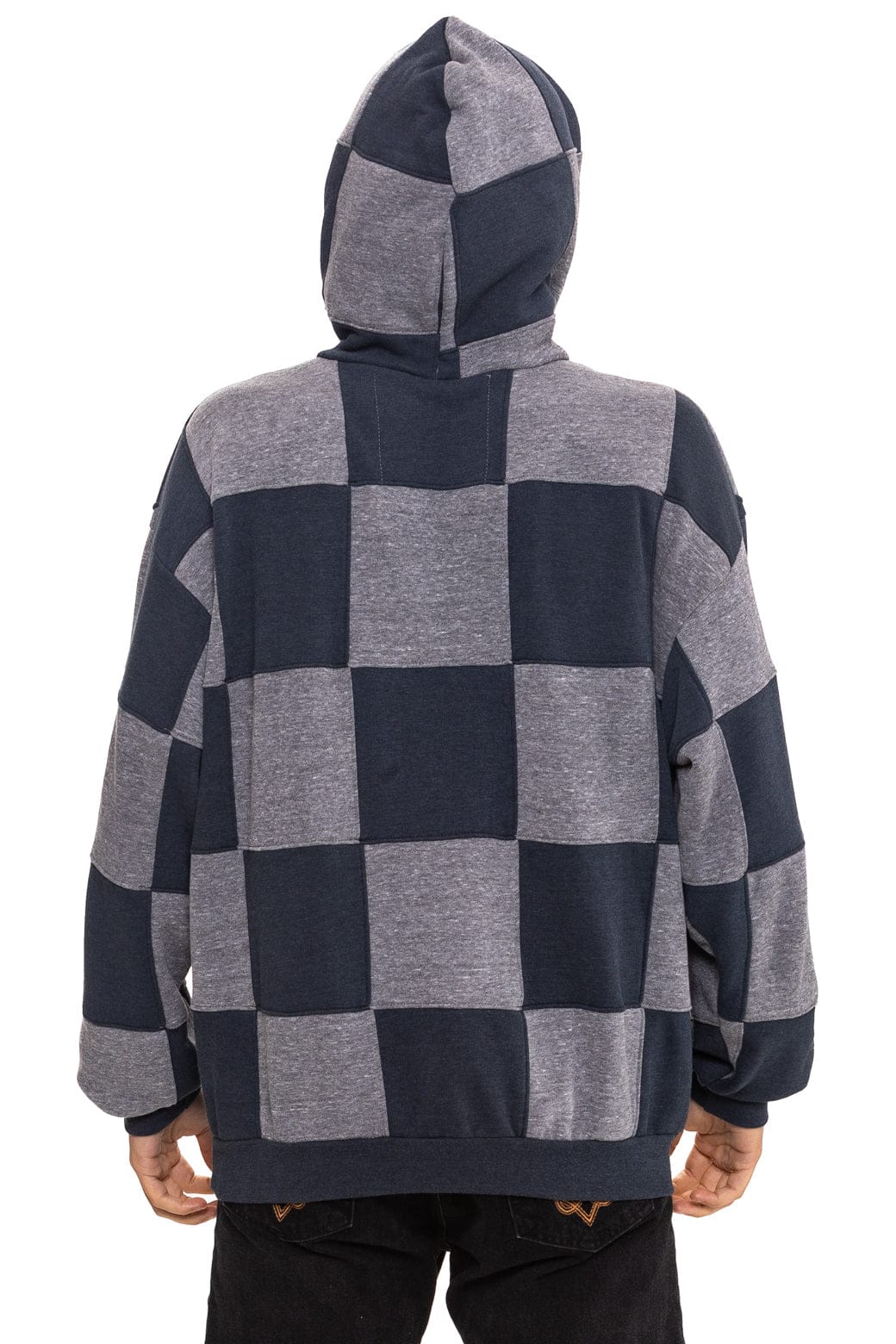 CHECK QUILT RELAXED PULLOVER HOODIE - HEATHER // CHARCOAL - Image 7