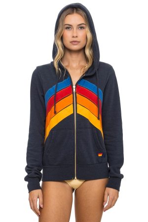MOUNTAIN STITCH CHEVRON 4 ZIP HOODIE - CHARCOAL