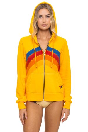 MOUNTAIN STITCH CHEVRON 4 ZIP HOODIE - GOLD