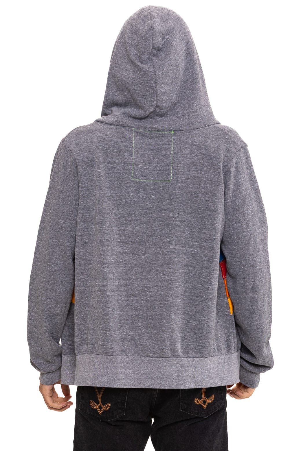 MOUNTAIN STITCH CHEVRON 4 ZIP HOODIE - HEATHER GREY - Image 11