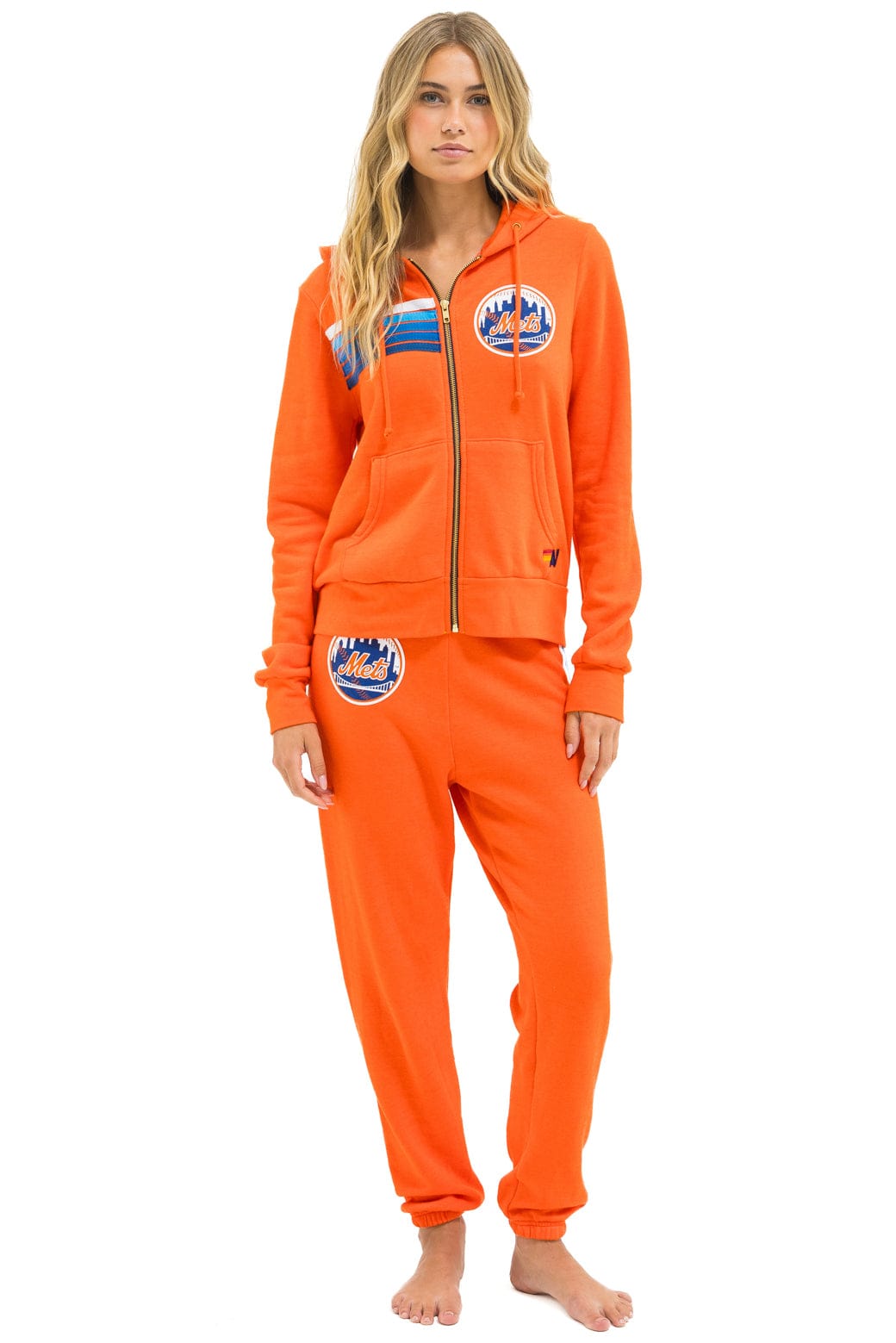NY METS 5 STRIPE UNISEX SWEATPANTS - ORANGE // BLUE - Image 9