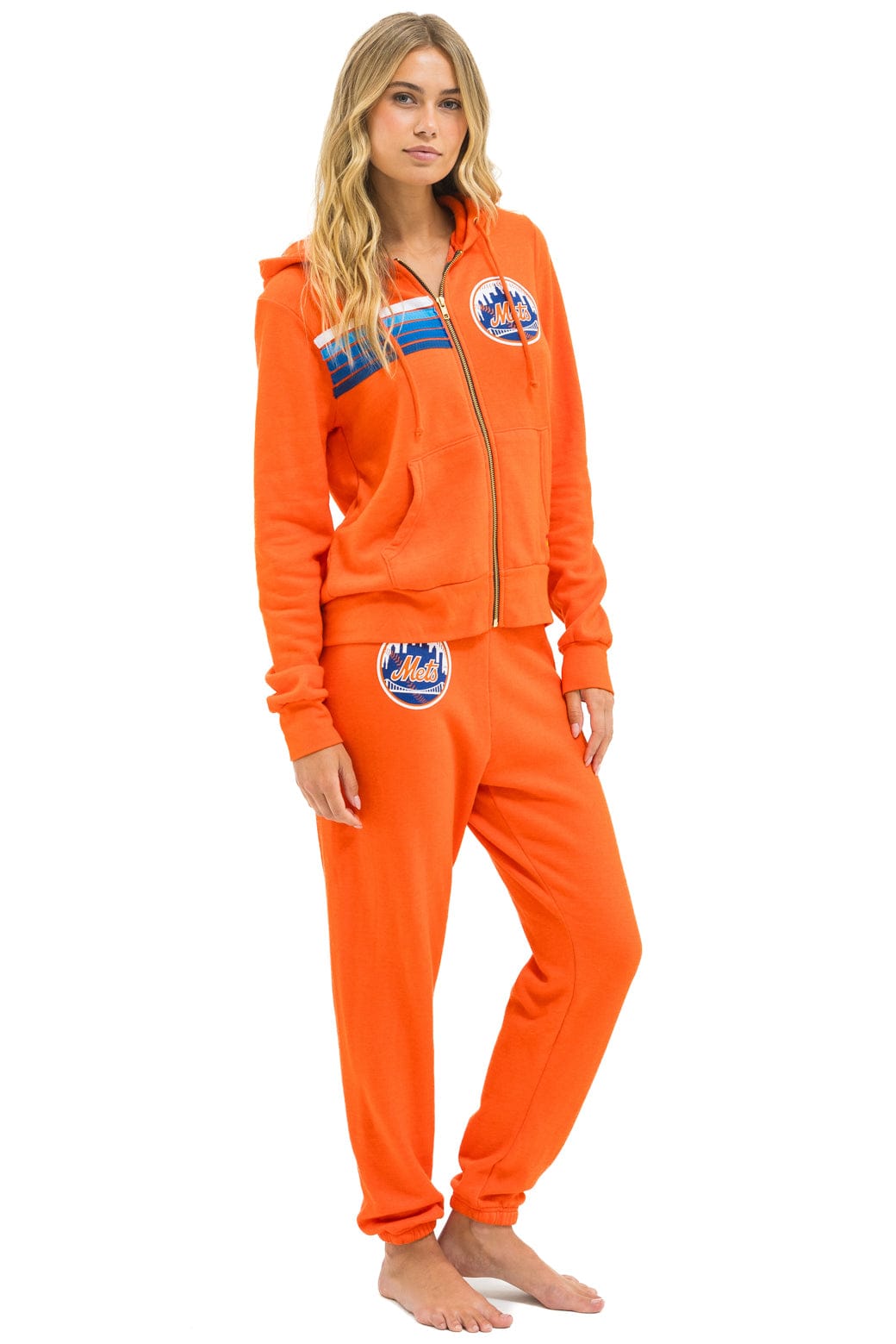 NY METS 5 STRIPE UNISEX SWEATPANTS - ORANGE // BLUE - Image 7