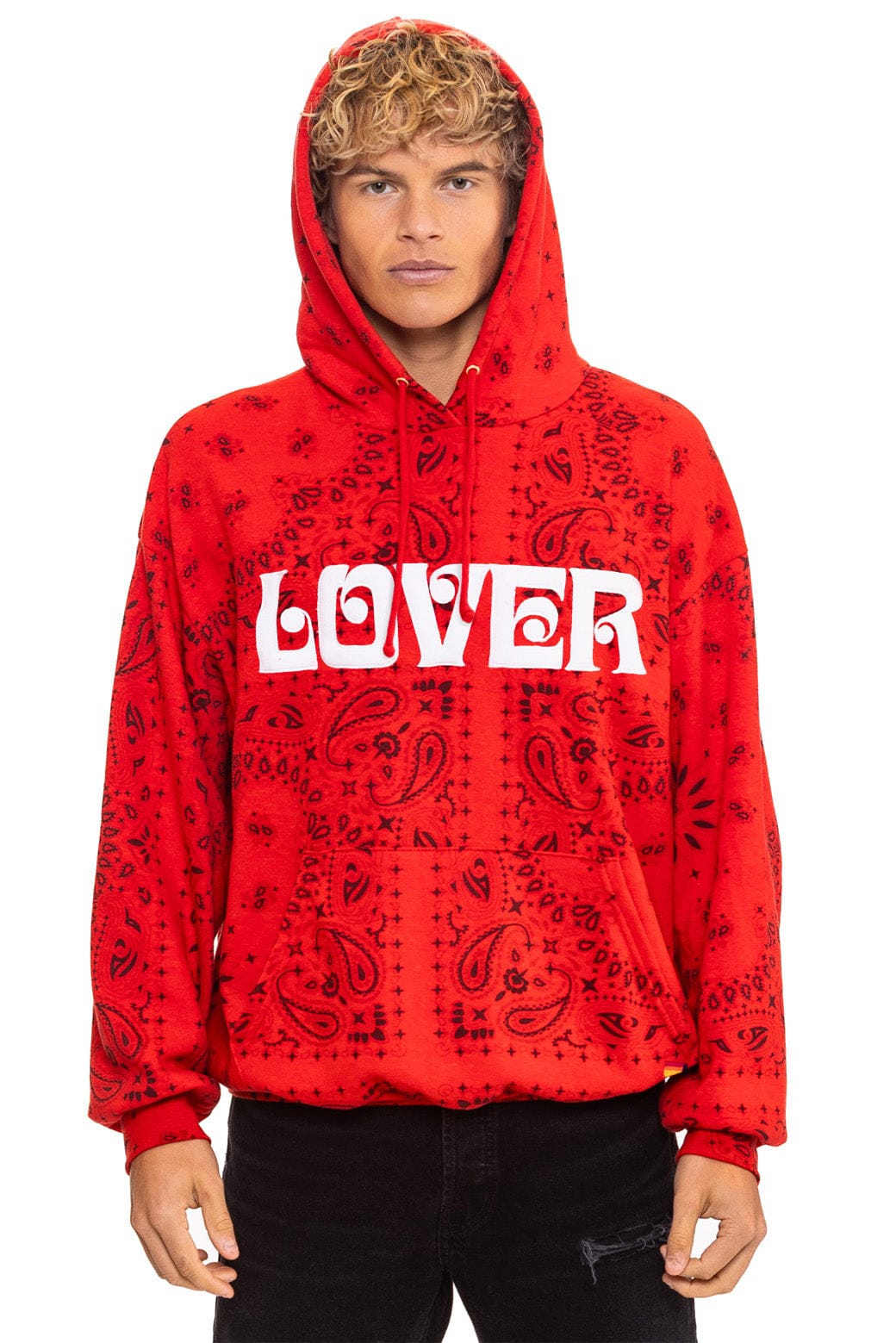BANDANA LOVER RELAXED PULLOVER HOODIE - RED - Image 2