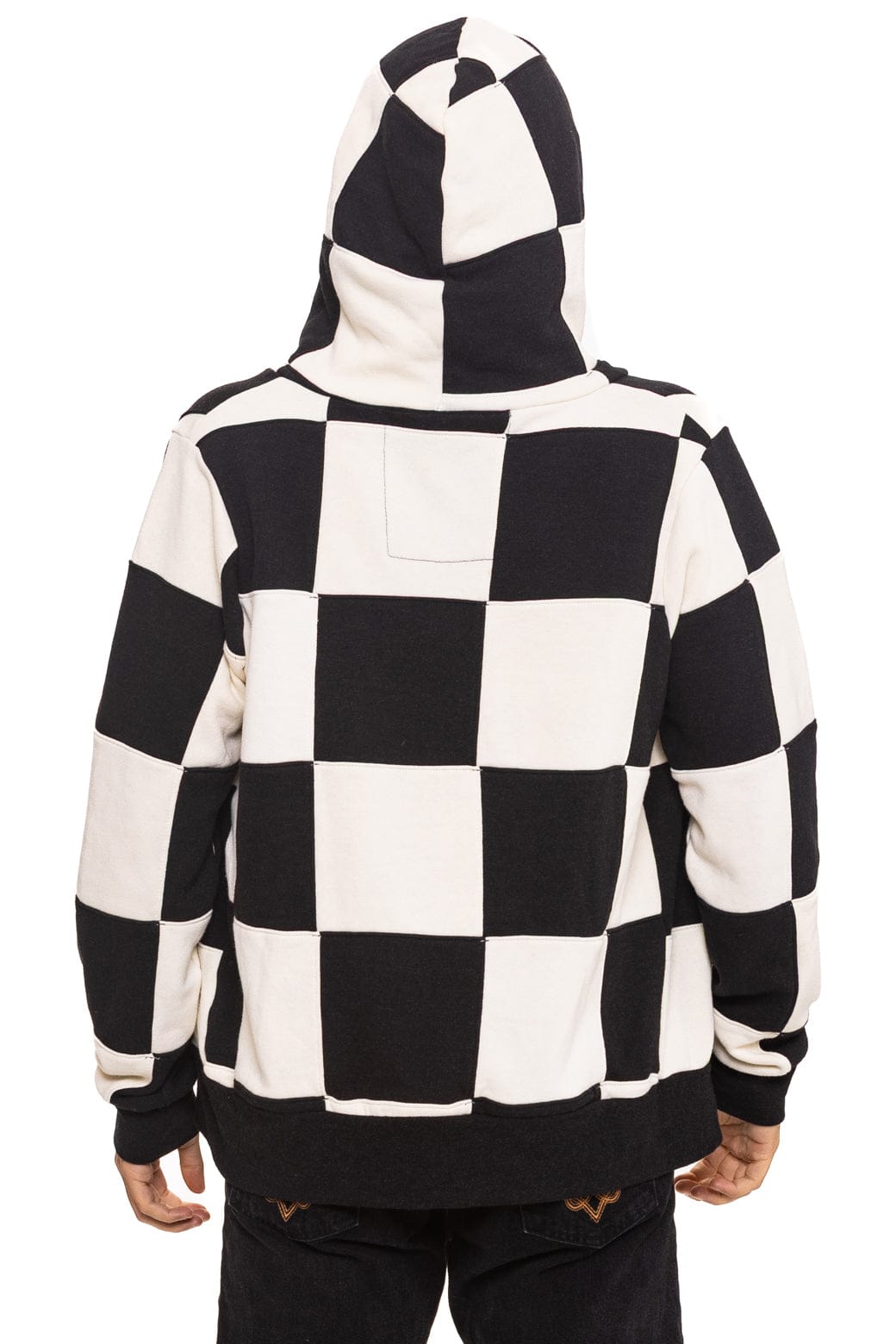 CHECK QUILT ZIP HOODIE - VINTAGE WHITE // BLACK - Image 10