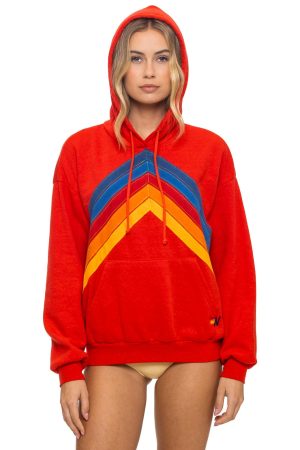 MOUNTAIN STITCH CHEVRON PULLOVER HOODIE RELAXED - RED