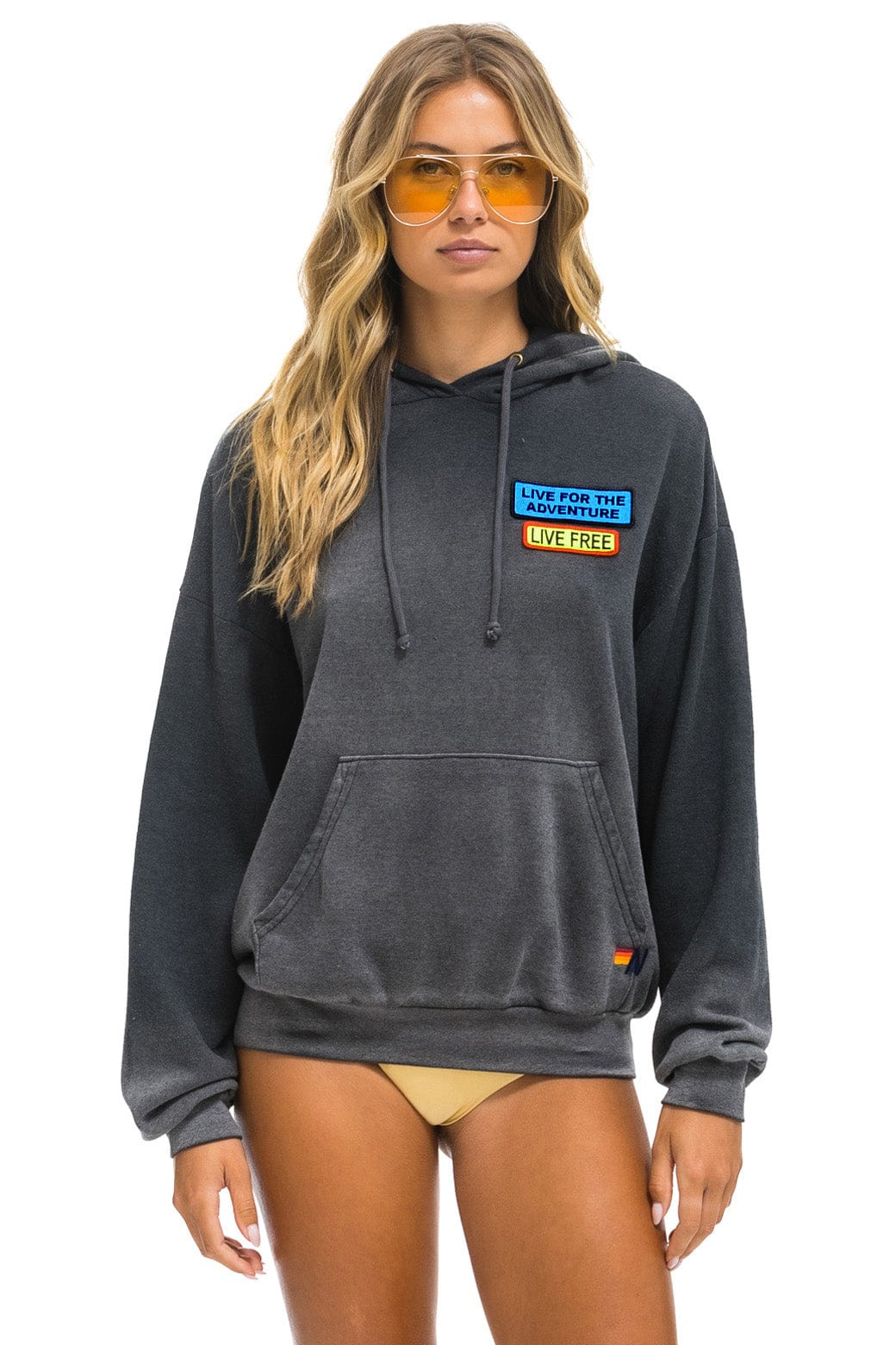 LIVE FREE + ADVENTURE PATCH PULLOVER RELAXED HOODIE - FADED SMOKE - Image 6