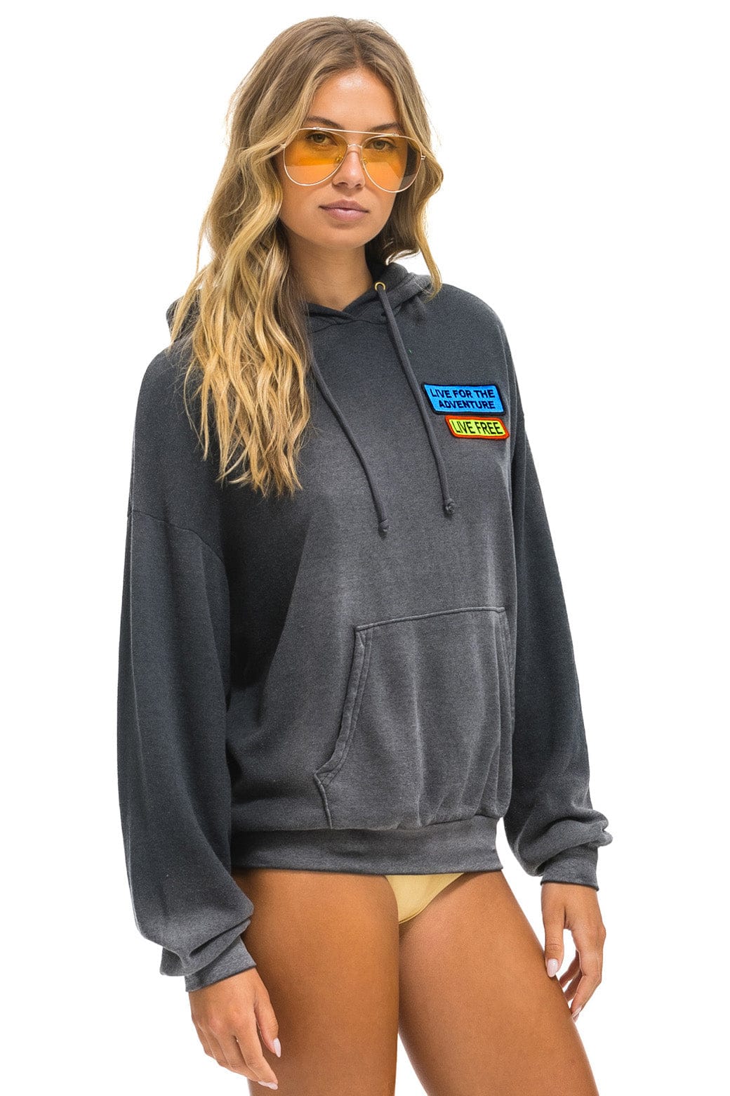 LIVE FREE + ADVENTURE PATCH PULLOVER RELAXED HOODIE - FADED SMOKE - Image 4