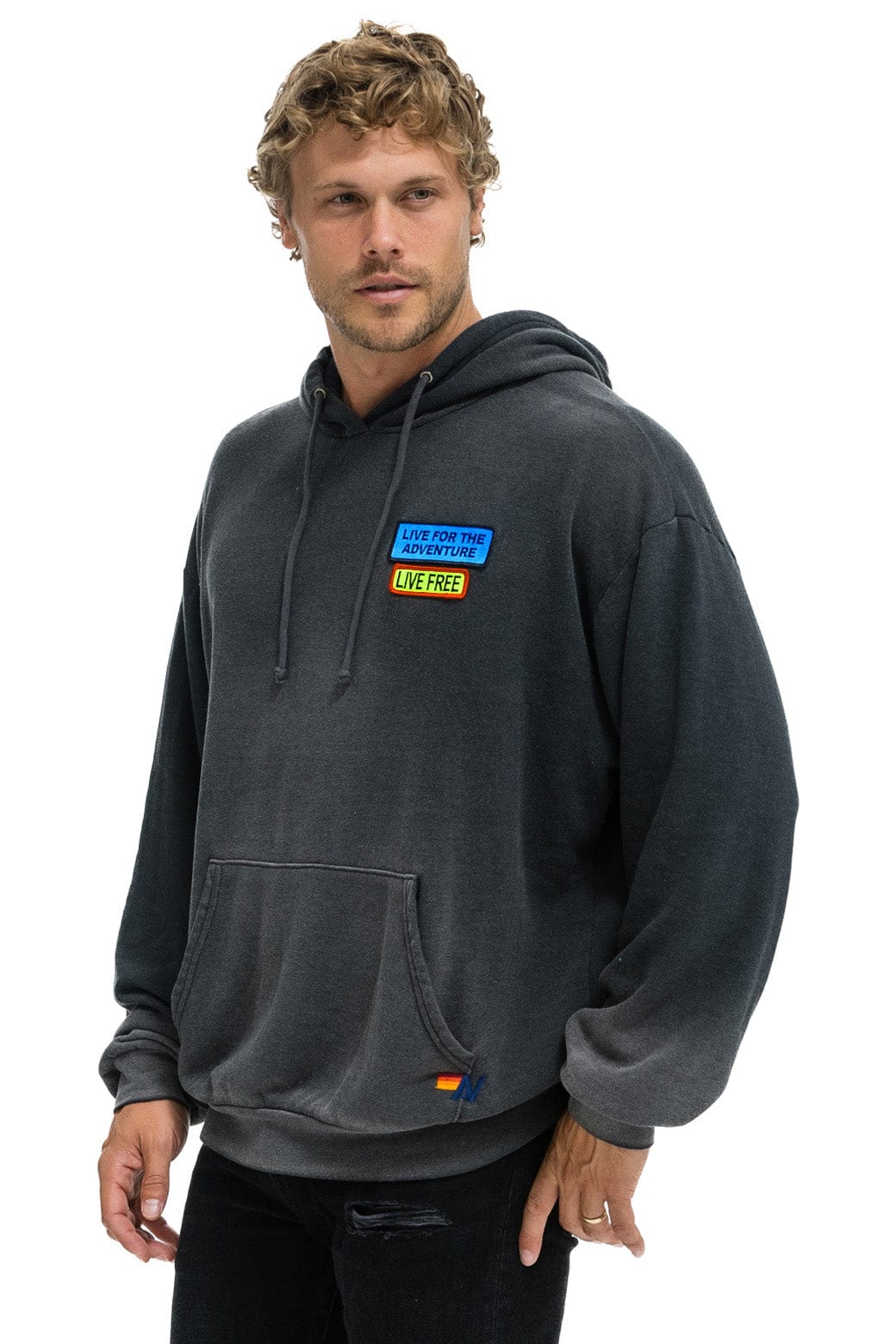 LIVE FREE + ADVENTURE PATCH PULLOVER RELAXED HOODIE - FADED SMOKE - Image 7