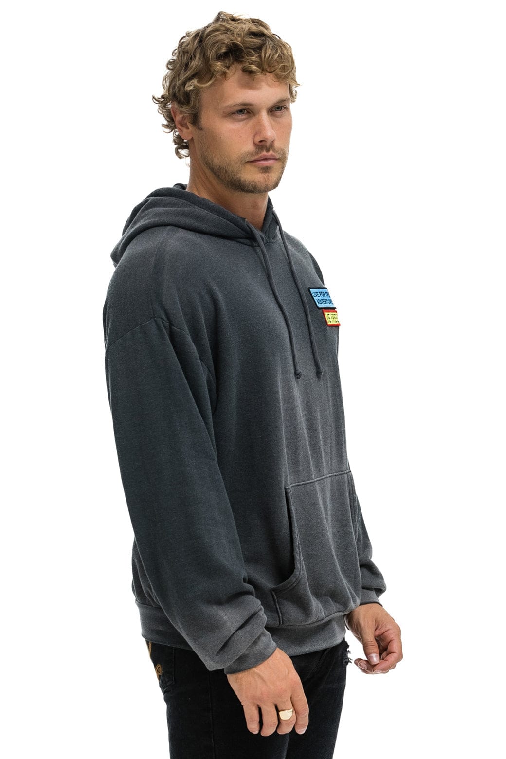 LIVE FREE + ADVENTURE PATCH PULLOVER RELAXED HOODIE - FADED SMOKE - Image 5