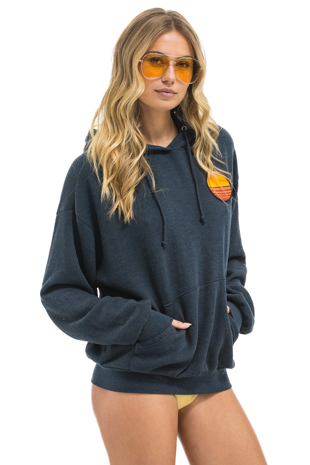 SUNSET PATCH PULLOVER RELAXED HOODIE - CHARCOAL - Image 5