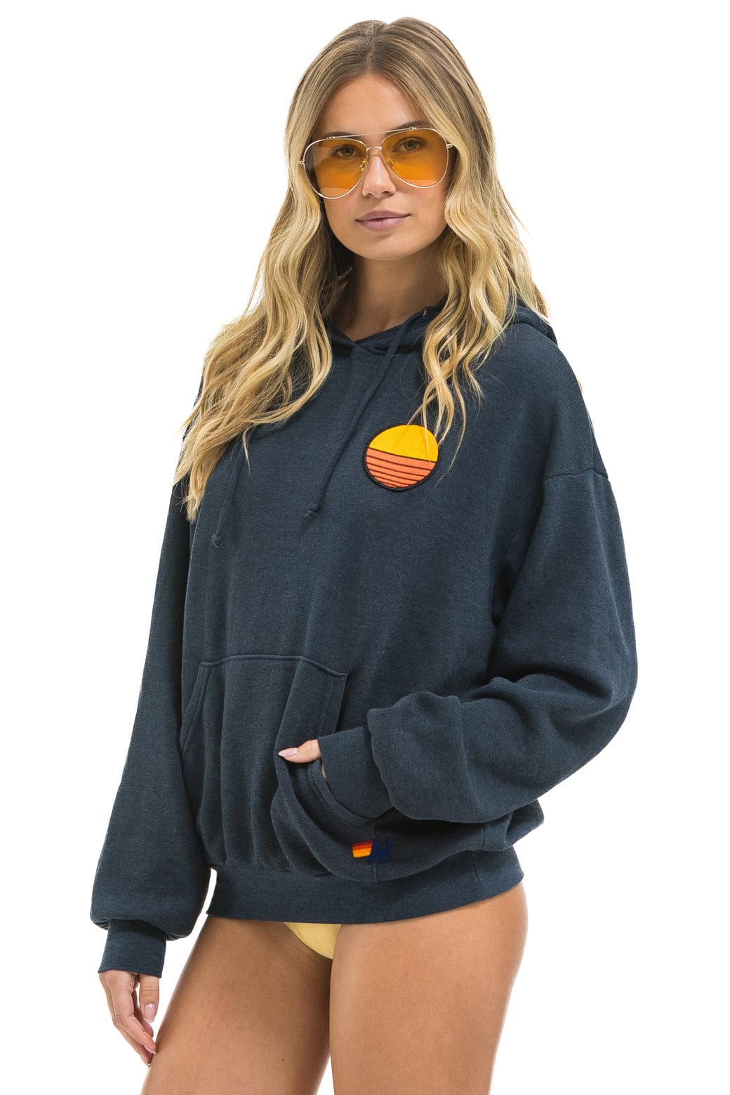 SUNSET PATCH PULLOVER RELAXED HOODIE - CHARCOAL - Image 4