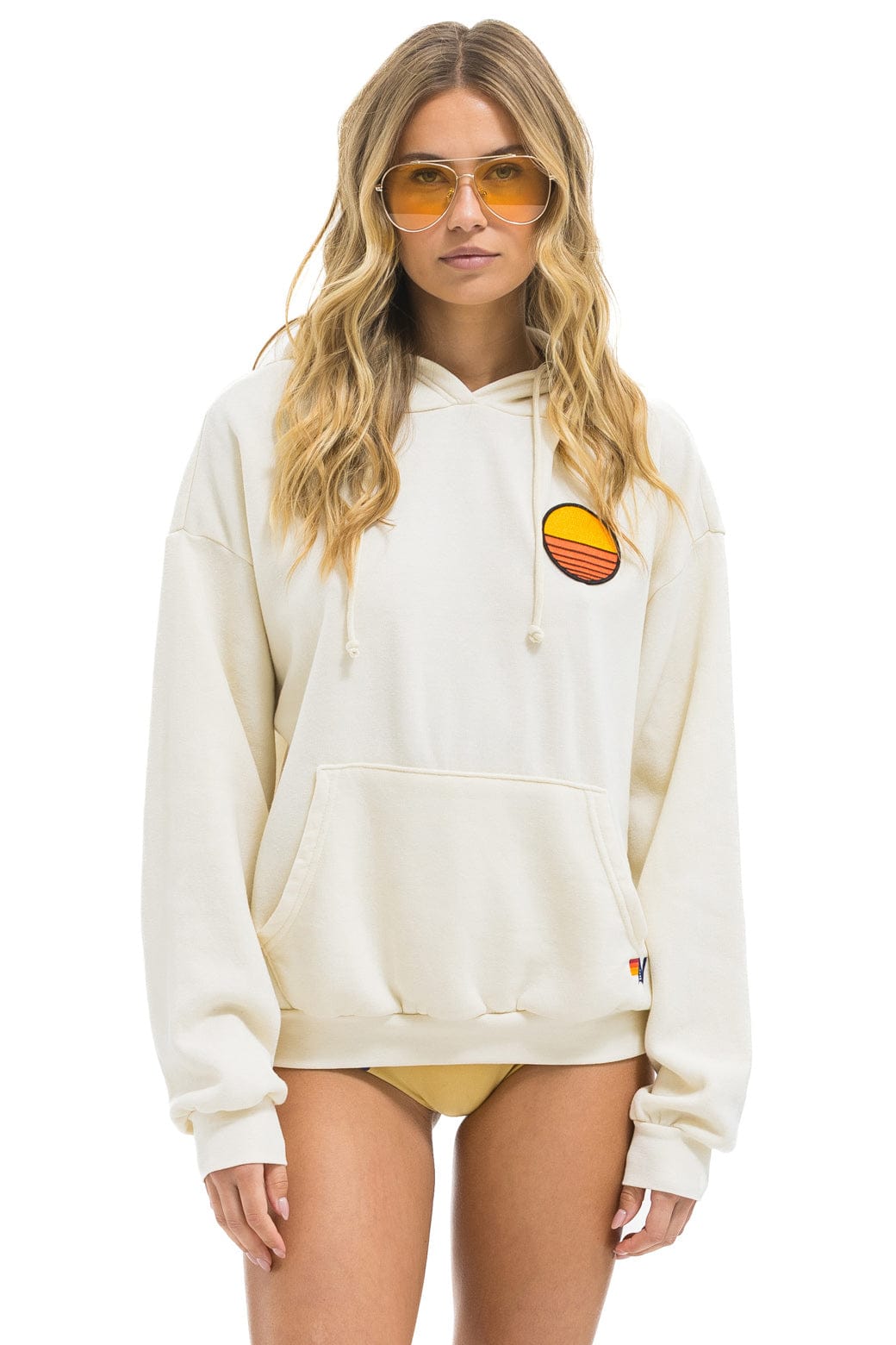 SUNSET PATCH PULLOVER RELAXED HOODIE - VINTAGE WHITE - Image 3