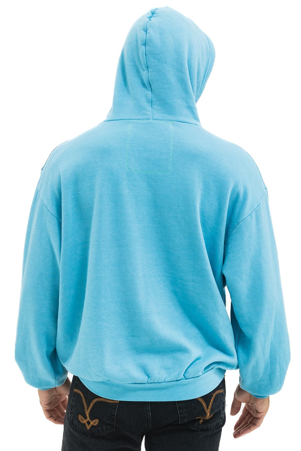 WAVE STRIPE 4 PULLOVER HOODIE RELAXED - AQUA // AQUA - Image 6