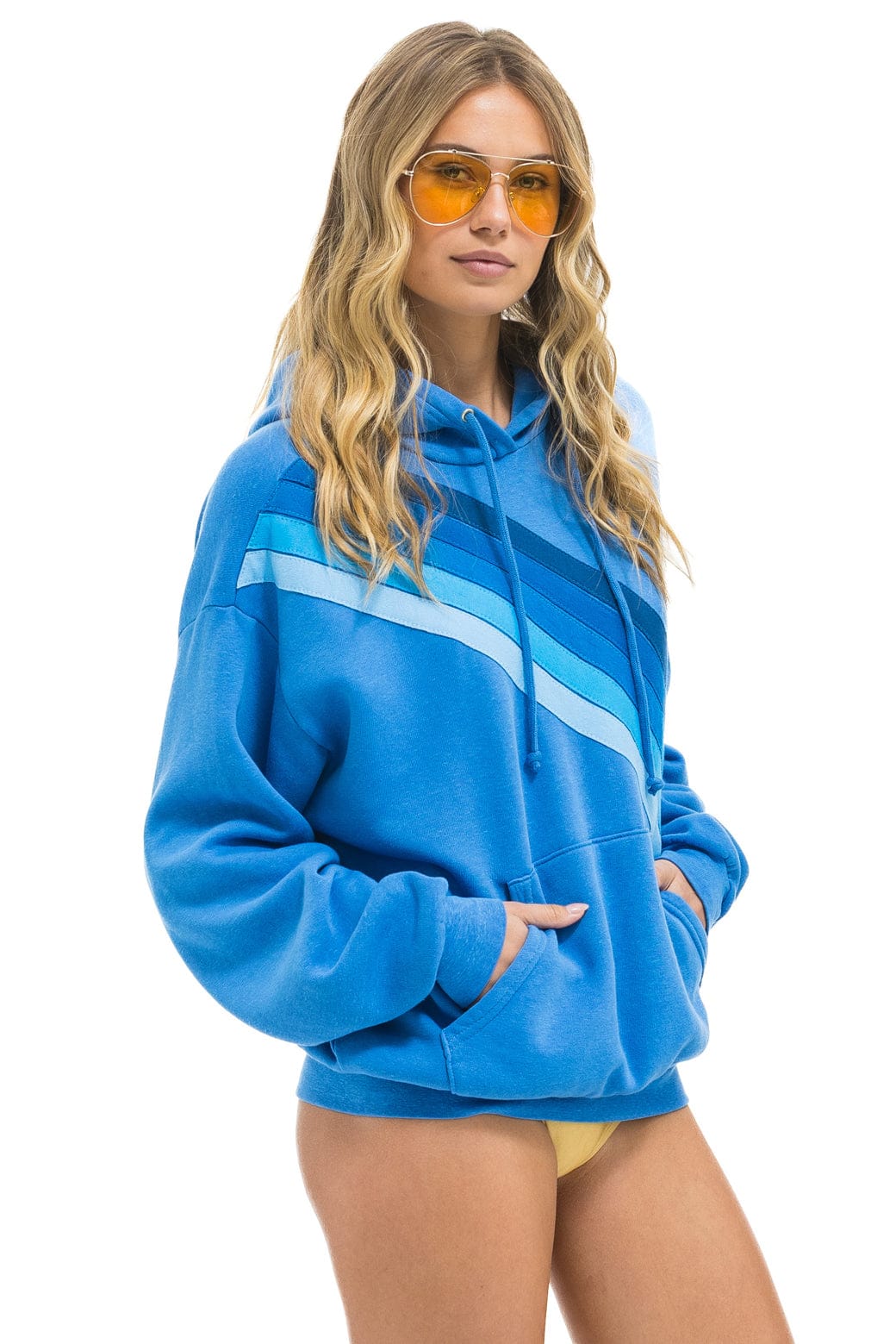 CROSS STRIPE RELAXED PULLOVER HOODIE - COBALT / BLUE - Image 5