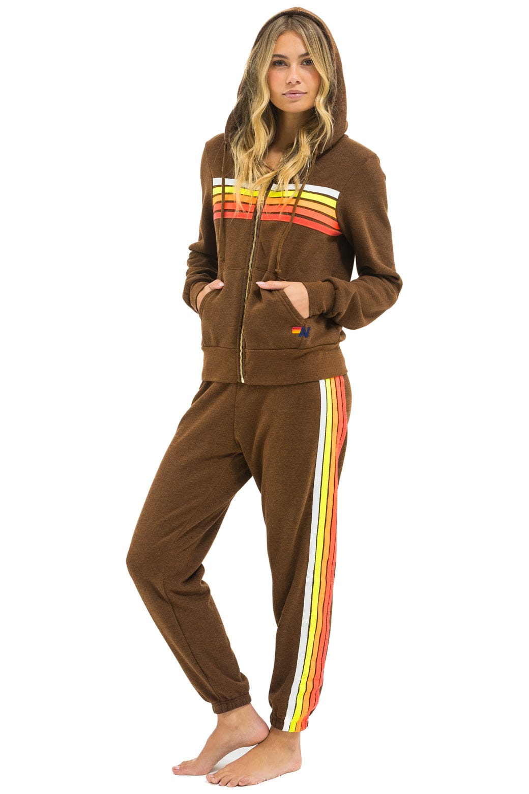 5 STRIPE HOODIE - CHOCOLATE // WHITE NEON - Image 11