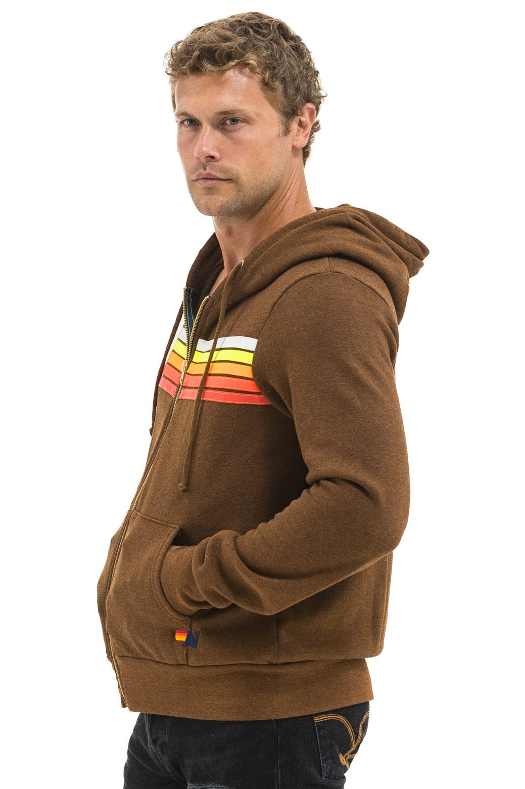 5 STRIPE HOODIE - CHOCOLATE // WHITE NEON - Image 6
