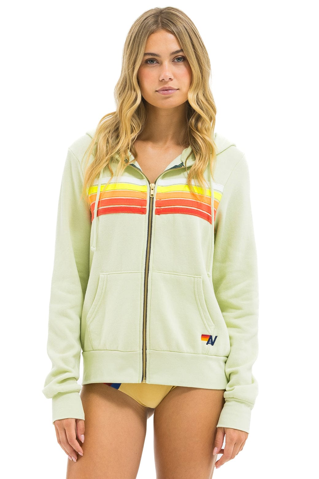 5 STRIPE HOODIE - LIME CREAM // WHITE NEON - Image 3