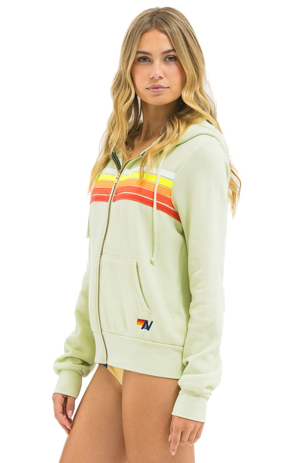5 STRIPE HOODIE - LIME CREAM // WHITE NEON - Image 7