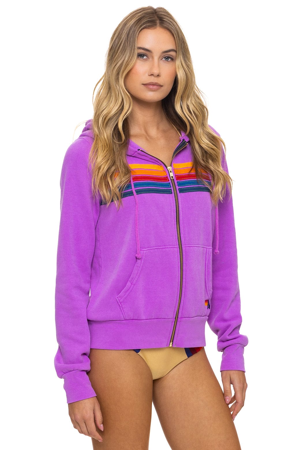 5 STRIPE HOODIE - NEON PURPLE - Image 4