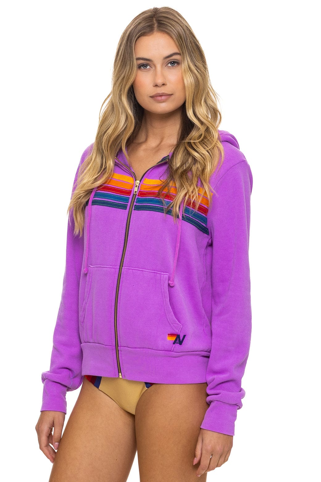 5 STRIPE HOODIE - NEON PURPLE - Image 2