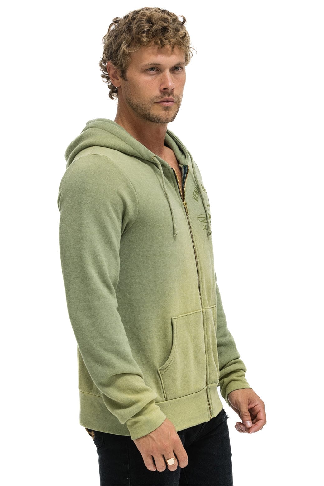 VENICE SURFER ZIP HOODIE - FADED ARMY - Image 4