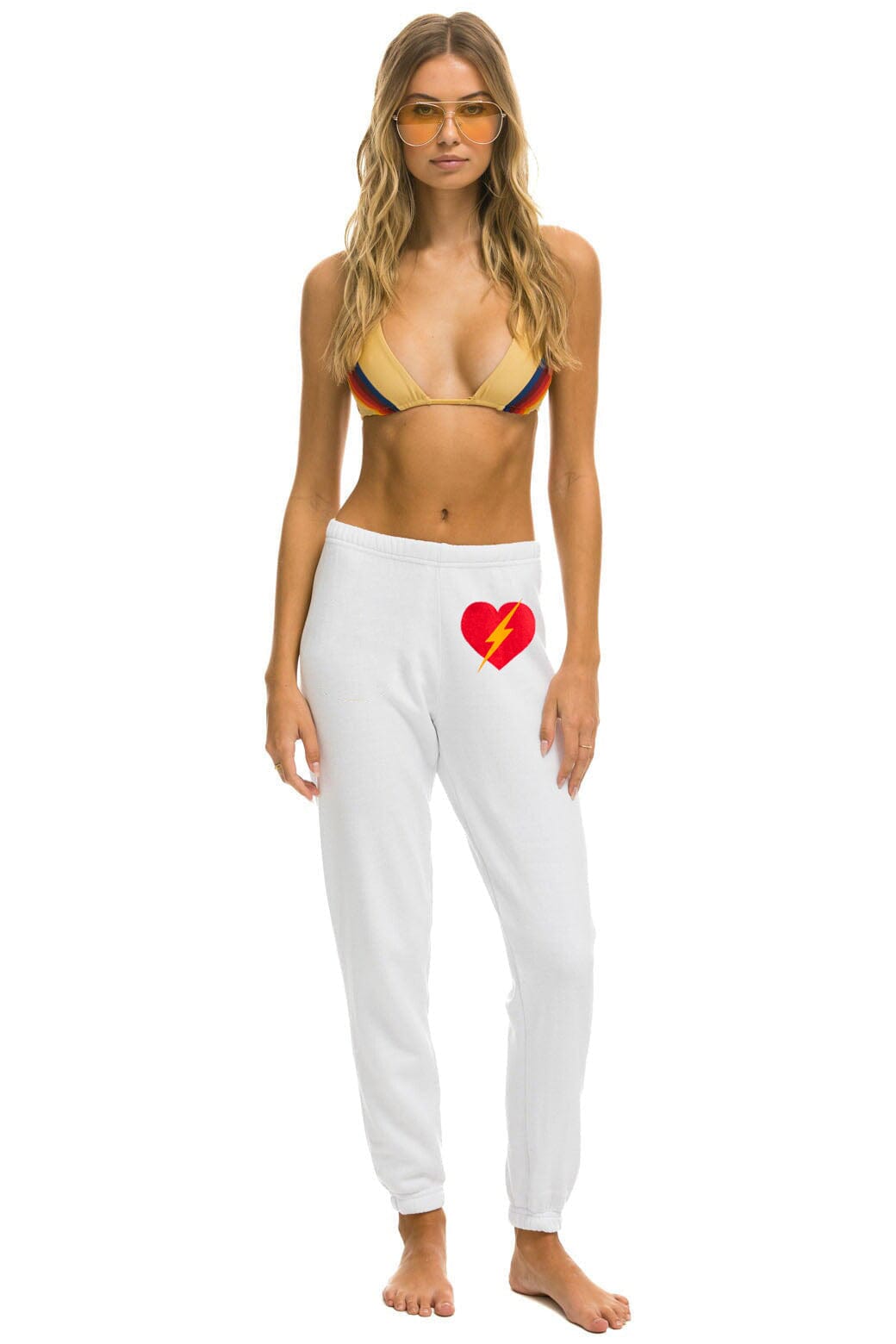 BOLT HEART SWEATPANTS - WHITE