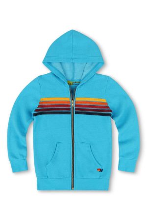 KID'S 5 STRIPE HOODIE - NEON BLUE