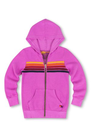 KID'S 5 STRIPE HOODIE - NEON PURPLE