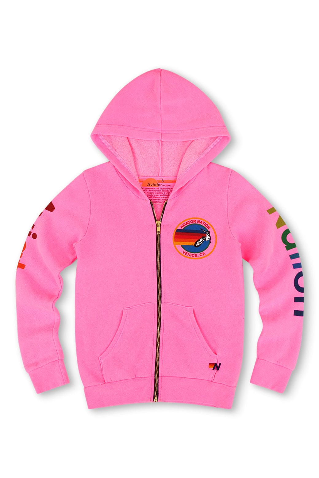 KID'S AVIATOR NATION ZIP HOODIE - NEON PINK