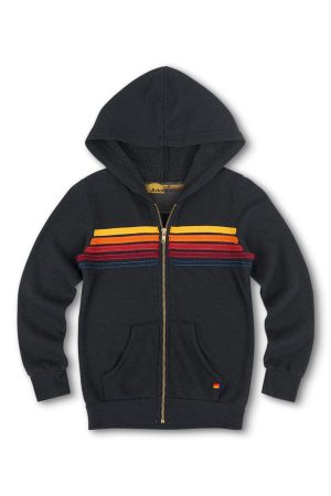 KID'S 5 STRIPE HOODIE - CHARCOAL
