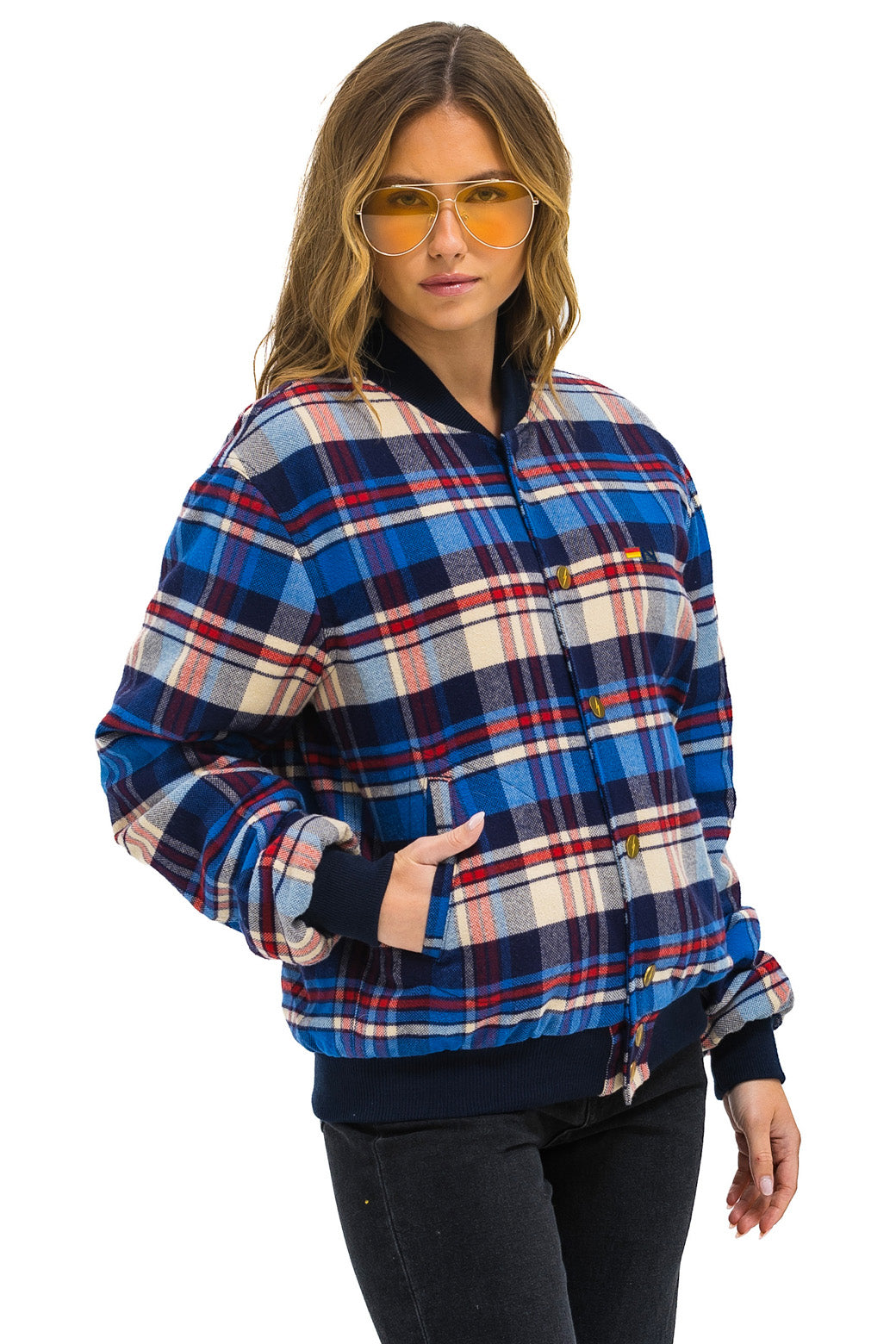 PLAID UNISEX VARSITY JACKET - PATRIOT PLAID - Image 7
