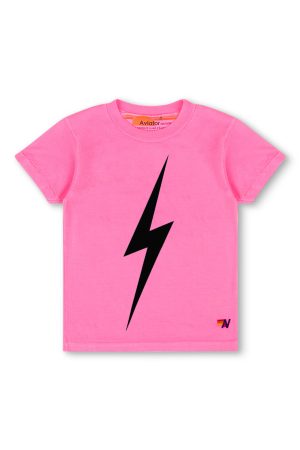 KID'S BOLT TEE - NEON PINK