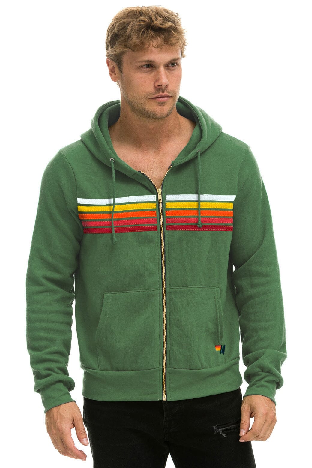 5 STRIPE HOODIE - PALM // RAINBOW WHITE - Image 2
