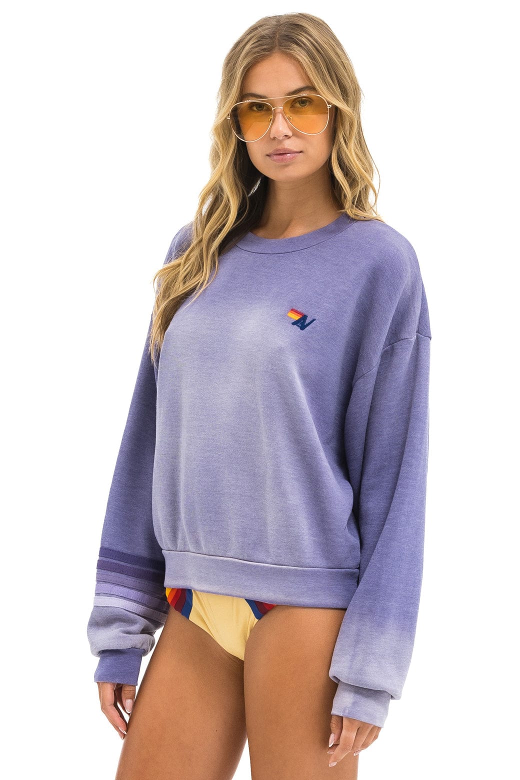 RUGBY STITCH RELAXED CREW SWEATSHIRT - FADED GRAPE - Image 5