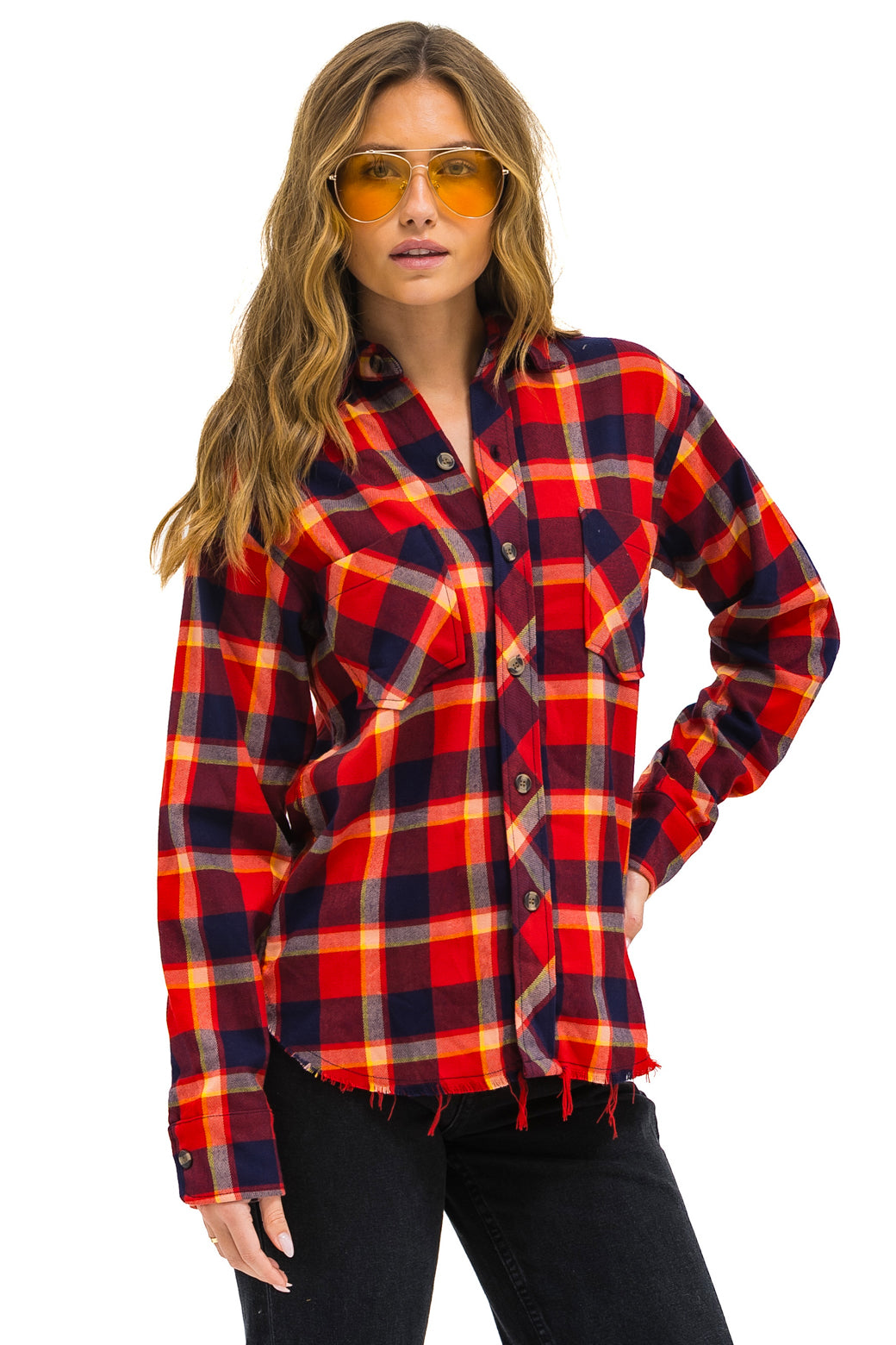 PLAID FLANNEL LIGHT WEIGHT UNISEX WESTERN SHIRT - RUGBY PLAID - Image 3